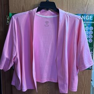 Isaac mizrahi pink Pima cotton cropped topper 3X